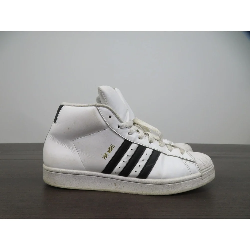 Adidas Pro Model Shoes Mens 11.5 White Black Basketball Sneakers FV5722 Retro